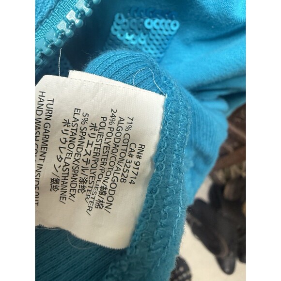 ARMANI ECHANGE XL Sweatshirt Shirt Top Bling 1/4 Zip teal Blue - Picture 6 of 9